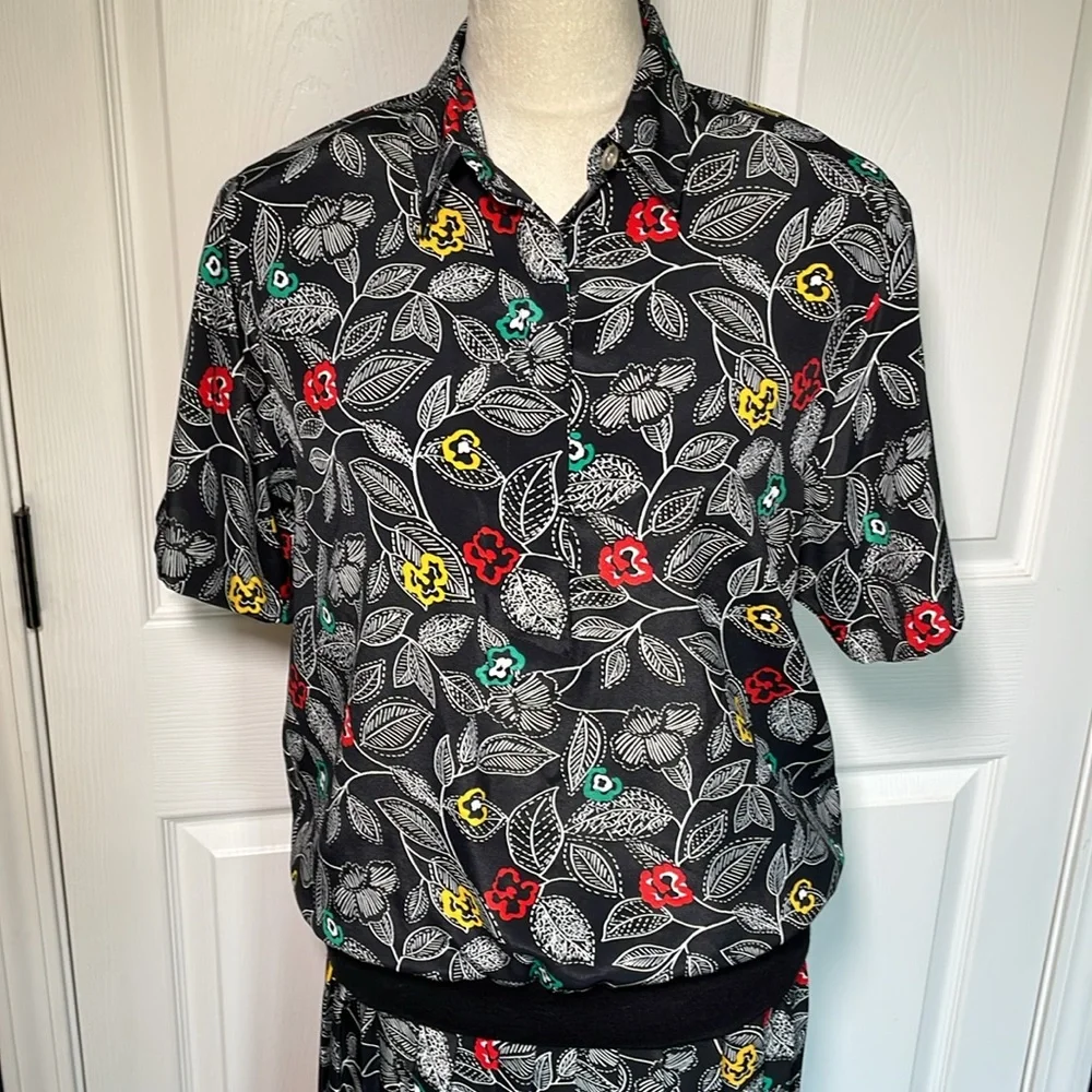 Vintage Alfred Dunner‎ Floral Matching Skirt & Top Set Size 12/14
